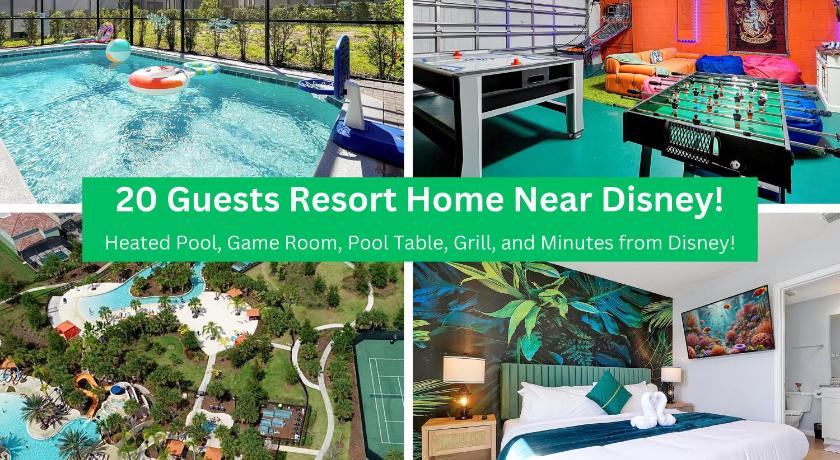 NEW 5 bed 4 bath, 20 Guests Resort Near Disney W PS5,BBQ, Pool