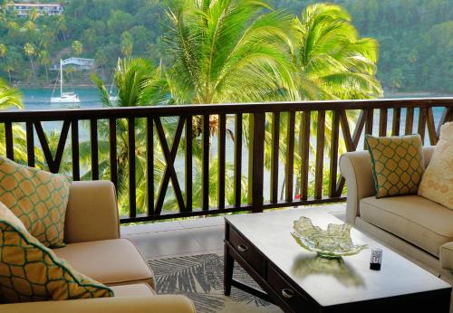 Balkong/terasse, Marigot Beach Club and Dive Resort in Marigot Bay Balkong/terasse, Marigot Beach Club and Dive Resort in Marigot Bay