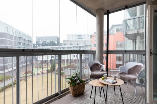 Balcony/terrace, SleepWell Apartments Malaga with private sauna and parking in Ruoholahti Balcony/terrace, SleepWell Apartments Malaga with private sauna and parking in Ruoholahti