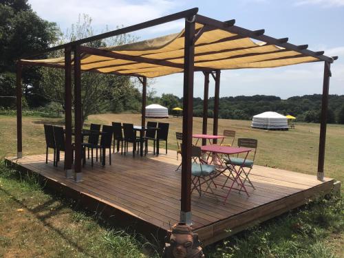 Balcony/terrace, Yourtes Lacroutz in Amou Balcony/terrace, Yourtes Lacroutz in Amou