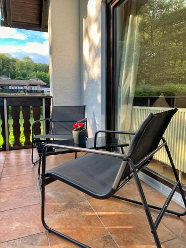 Balcony/terrace, Ferienwohnung am Ententeich in Bad Marienberg (Westerwald) Balcony/terrace, Ferienwohnung am Ententeich in Bad Marienberg (Westerwald)