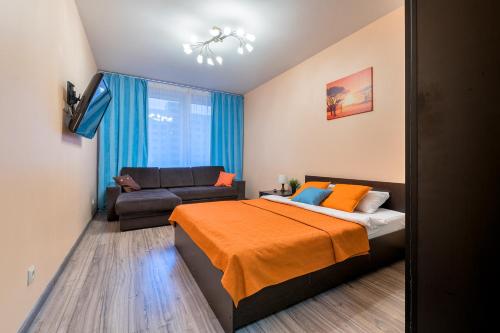 Bed, One Bedroom Apartment Orange - Однокомнатная квартира, 4 спальных места in Vyborgsky District Bed, One Bedroom Apartment Orange - Однокомнатная квартира, 4 спальных места in Vyborgsky District