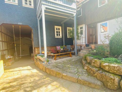 Erkély/terasz, Fewo Heinrichser Markt - 2 Schlafzimmer mit Sauna und Terrasse in Albrechts Erkély/terasz, Fewo Heinrichser Markt - 2 Schlafzimmer mit Sauna und Terrasse in Albrechts