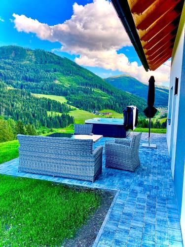 Erkély/terasz, Chalet Bergblick in Sankt Blasen Erkély/terasz, Chalet Bergblick in Sankt Blasen