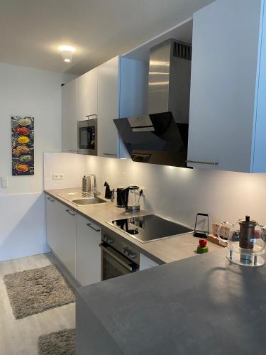 廚房, Berliner Hof 3-Zi-Wohnung mit Meerblick und Strandlage an der Promenade in 沙爾博伊茨 廚房, Berliner Hof 3-Zi-Wohnung mit Meerblick und Strandlage an der Promenade in 沙爾博伊茨