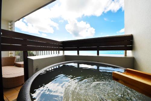 Balcony/terrace, Ryukyu Onsen Senagajima Hotel in Okinawa Main island Balcony/terrace, Ryukyu Onsen Senagajima Hotel in Okinawa Main island