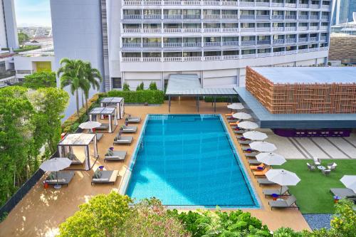 Swimming pool, PARKROYAL COLLECTION Marina Bay, Singapore in Marina Bay Swimming pool, PARKROYAL COLLECTION Marina Bay, Singapore in Marina Bay
