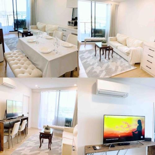 Shared lounge/TV area, M-city Apartment - Executive Twin King Ensuites - Fully equipped - Free Parking, fast Wifi, smart TV in Clayton Shared lounge/TV area, M-city Apartment - Executive Twin King Ensuites - Fully equipped - Free Parking, fast Wifi, smart TV in Clayton