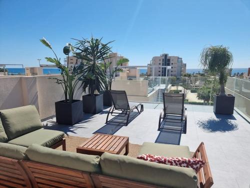 A modern villa with pool and sea view