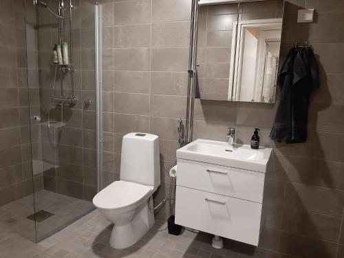 Bathroom, Uusi kaksio Rauman keskustassa, parveke ja sauna in Rauma Bathroom, Uusi kaksio Rauman keskustassa, parveke ja sauna in Rauma