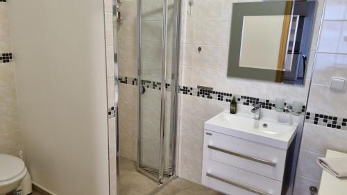 淋浴間, Apartmán na statku 7 (Apartman na statku 7) in 奧斯拉瓦河畔納梅什季 淋浴間, Apartmán na statku 7 (Apartman na statku 7) in 奧斯拉瓦河畔納梅什季