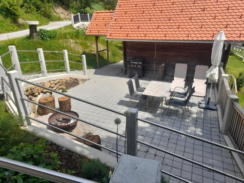 Erkély/terasz, Ferienhutte Zetzhirsch in Weiz Erkély/terasz, Ferienhutte Zetzhirsch in Weiz