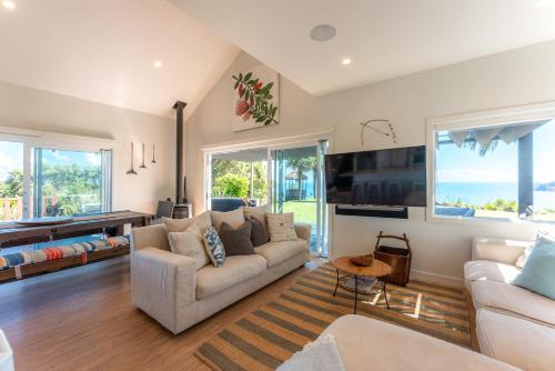 sala de TV, The Point in Isla Waiheke sala de TV, The Point in Isla Waiheke