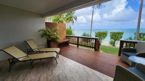 Terraza/balcón, Resort Tava'e in Aitutaki Terraza/balcón, Resort Tava'e in Aitutaki