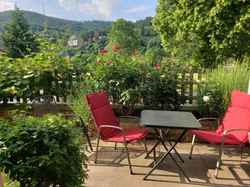 陽台/露台, Panorama-Blick Miltenberg, 3 Pers., zentr., am Main, Terrasse, Bootverleih, P in 米爾滕貝格 陽台/露台, Panorama-Blick Miltenberg, 3 Pers., zentr., am Main, Terrasse, Bootverleih, P in 米爾滕貝格