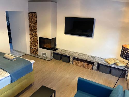 Közös társalgó / TV, Apartmán Gabriela (Apartman Gabriela) in Mlýnický Dvůr Közös társalgó / TV, Apartmán Gabriela (Apartman Gabriela) in Mlýnický Dvůr