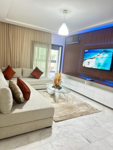 공용 라운지/TV 시청 구역, Appartement confortable au corniche in 모하메디아 공용 라운지/TV 시청 구역, Appartement confortable au corniche in 모하메디아