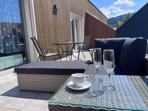 balkon/terras, Horský apartmán Nový Javor - s možností využití wellness (Horsky apartman Novy Javor - s moznosti vyuziti wellness) in Železná Ruda balkon/terras, Horský apartmán Nový Javor - s možností využití wellness (Horsky apartman Novy Javor - s moznosti vyuziti wellness) in Železná Ruda