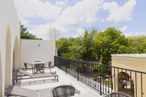 balkon/terras, Moreira Hotel Boutique in Merida balkon/terras, Moreira Hotel Boutique in Merida
