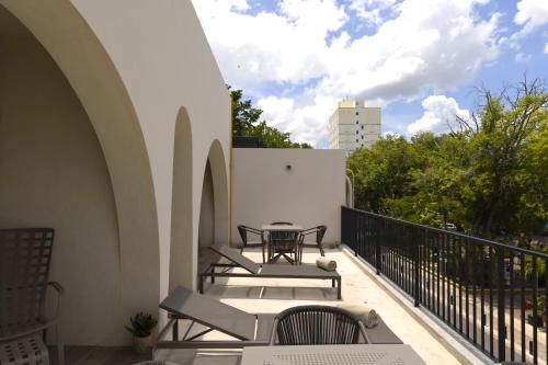 balkon/terras, Moreira Hotel Boutique in Merida balkon/terras, Moreira Hotel Boutique in Merida