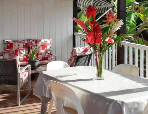 Balcony/terrace, Bungalow charmant a Bouillante avec terrasse et barbecue in Pointe-Noire Balcony/terrace, Bungalow charmant a Bouillante avec terrasse et barbecue in Pointe-Noire