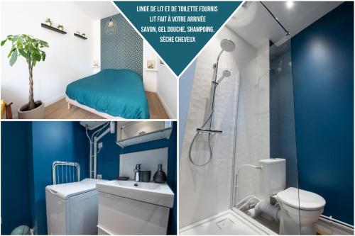Fürdőszoba, Au Nouveau Boulonnais - 4 appartements charmants pour couples, familles et groupe d'amis, vieille vi in Boulogne-sur-Mer Fürdőszoba, Au Nouveau Boulonnais - 4 appartements charmants pour couples, familles et groupe d'amis, vieille vi in Boulogne-sur-Mer