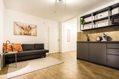 مطبخ, Boardinghaus Grunefeld -W2 - Schone Serviced Apartments - Kuche - Smart TV - P - Premiummatratzen - in Mettingen مطبخ, Boardinghaus Grunefeld -W2 - Schone Serviced Apartments - Kuche - Smart TV - P - Premiummatratzen - in Mettingen