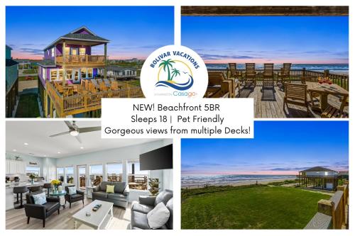 Sangria Sunset by BV! NEW Beachfront 5BR, Sleeps 18, Multiple Decks! in Port Bolivar (TX) Sangria Sunset by BV! NEW Beachfront 5BR, Sleeps 18, Multiple Decks! in Port Bolivar (TX)