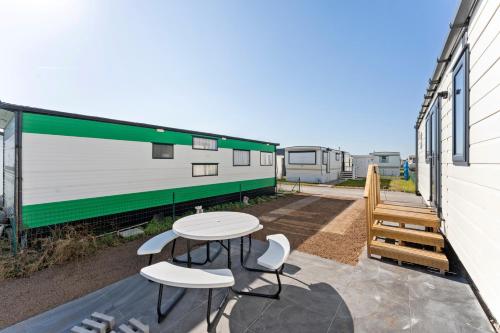 Utvendig, La Pecheuse - comfortabele stacaravan in Marva 1 in Middelkerke Utvendig, La Pecheuse - comfortabele stacaravan in Marva 1 in Middelkerke