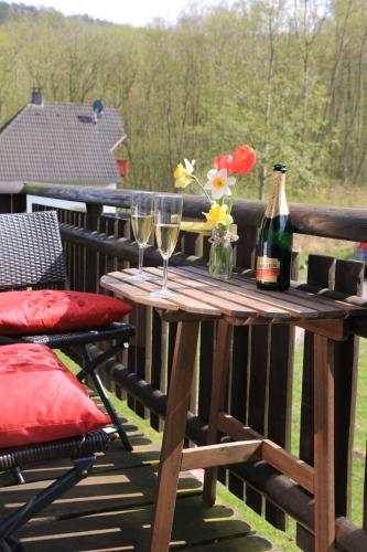 Erkély/terasz, Ferienhaus 87 am Silbersee in Frielendorf Erkély/terasz, Ferienhaus 87 am Silbersee in Frielendorf