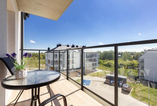 Varanda/terraço, Pastelowa Deluxe Apartment in Lostowice Varanda/terraço, Pastelowa Deluxe Apartment in Lostowice