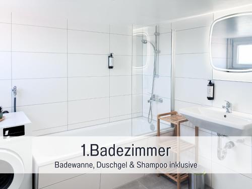 Fürdőszoba, Casa Lucia Filderstadt, Wohnung mit 4 Zimmer, komplett neu, top fur Familen und Geschaftsreisen, sup in Filderstadt Fürdőszoba, Casa Lucia Filderstadt, Wohnung mit 4 Zimmer, komplett neu, top fur Familen und Geschaftsreisen, sup in Filderstadt