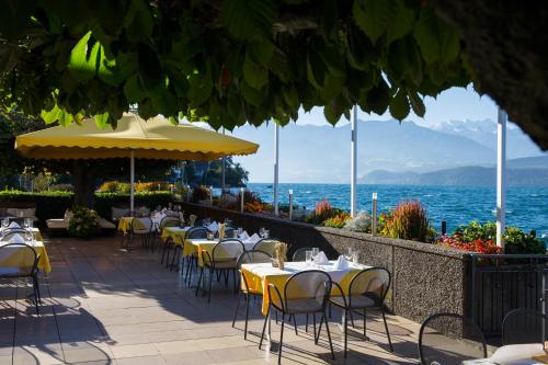 Erkély/terasz, Hotel Restaurant Bellevue au Lac in Thun Erkély/terasz, Hotel Restaurant Bellevue au Lac in Thun