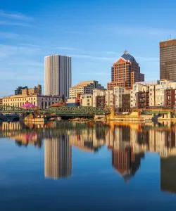 A beautiful view of Rochester serviced by Greater Rochester International Airport