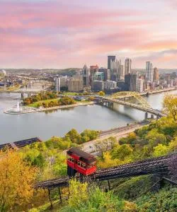A beautiful view of Pittsburgh serviced by Pittsburgh International Airport