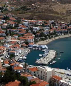 A beautiful view of Myrina serviced by Limnos International Airport Ifestos