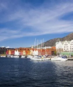 A beautiful view of Bergen serviced by "Bergen Airport, Flesland"