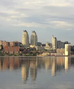 A beautiful view of Dnipro serviced by Dnipropetrovsk International Airport.