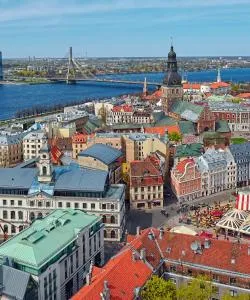 A beautiful view of Riga serviced by Riga International Airport