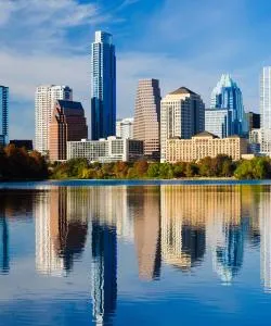 A beautiful view of Austin serviced by Austin-Bergstrom International Airport