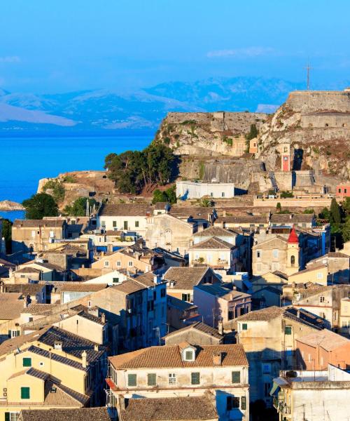 A beautiful view of Corfu Town serviced by Corfu International Airport.