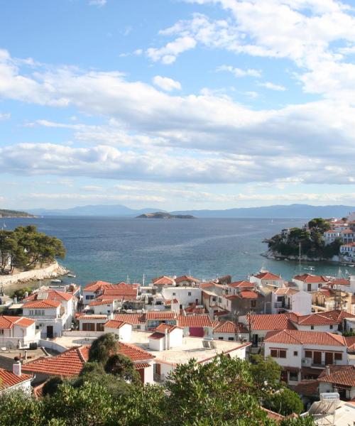 A beautiful view of Skiathos Town.