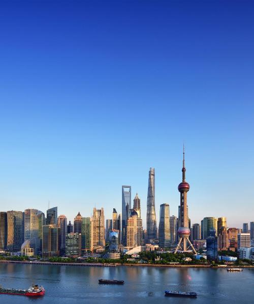 Kaunis vaade linnale Shanghai, mida teenindab Shanghai Pudongi rahvusvaheline lennujaam