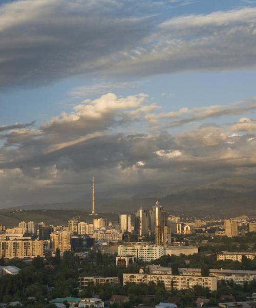 A beautiful view of Almaty serviced by Almaty International Airport.