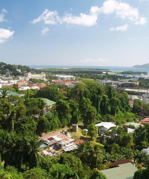 A beautiful view of Victoria serviced by Seychelles International Airport