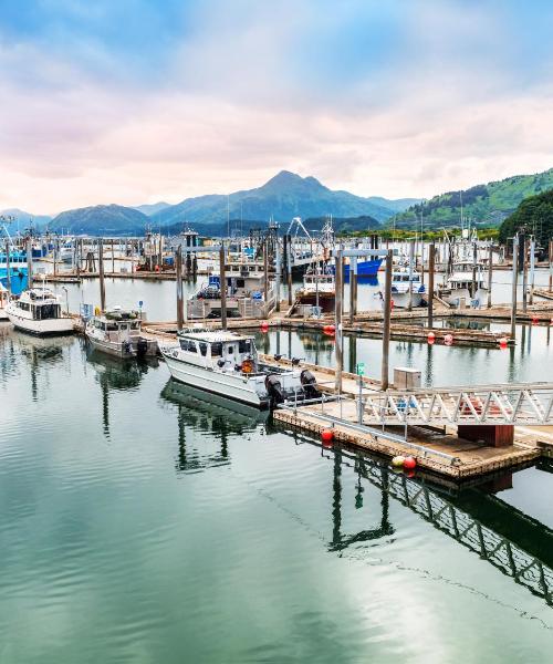 Piękny widok na miasto Kodiak