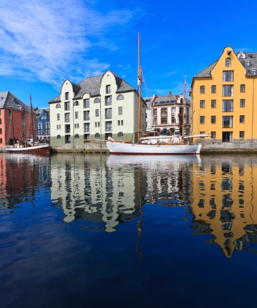 A beautiful view of Ålesund serviced by "Ålesund Airport, Vigra"