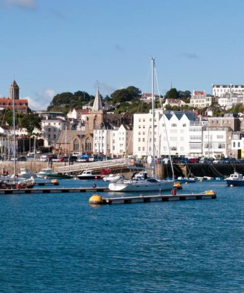 A beautiful view of St. Peter Port serviced by Guernsey Airport