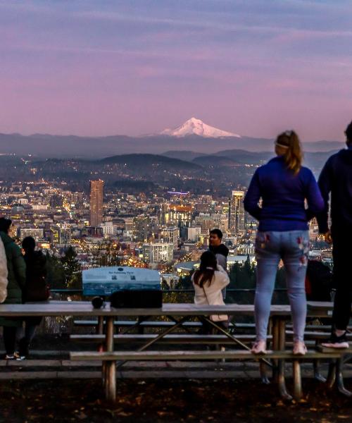 A beautiful view of Portland serviced by Portland International Airport