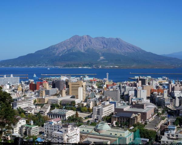 Fallegt útsýni yfir staðinn Kagoshima